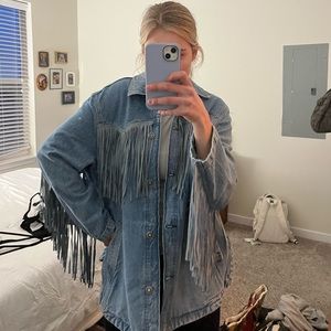 Free people Fringe Denim jacket